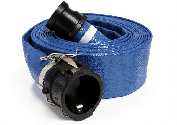 Apache 2" x 50' Blue PVC Lay-Flat Discharge Hose with Poly Camlock-1