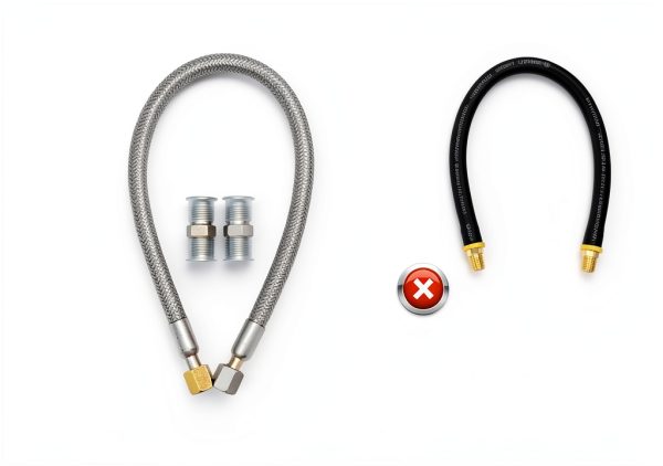 3/8" Compressor Jumper Hose by YaBeHo – 20in Stainless Steel Flexible-3