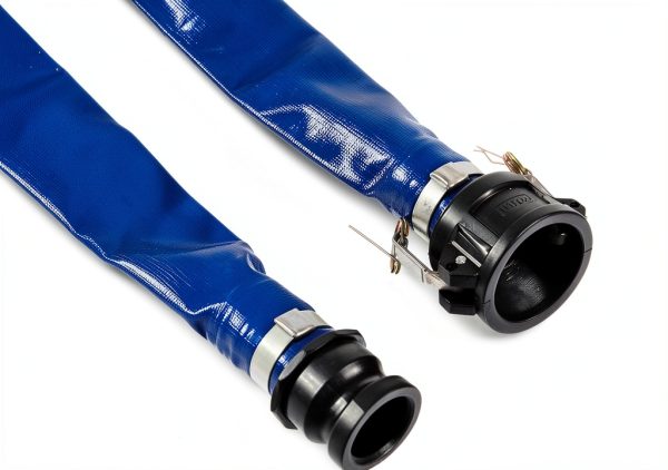 Apache 2" x 50' Blue PVC Lay-Flat Discharge Hose with Poly Camlock-5