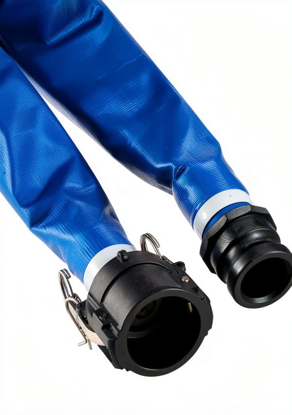 Apache 2" x 50' Blue PVC Lay-Flat Discharge Hose with Poly Camlock-0