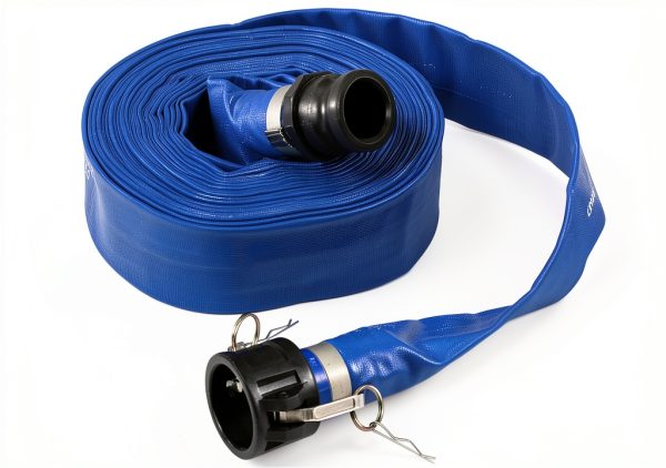 Apache 2" x 50' Blue PVC Lay-Flat Discharge Hose with Poly Camlock-3