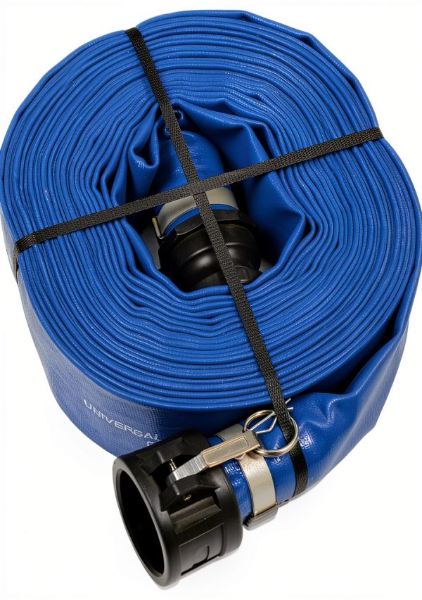 Apache 2" x 50' Blue PVC Lay-Flat Discharge Hose with Poly Camlock-2