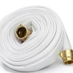 Industrial Fire Hose, 1-1/2" inches x 100ft Hose with NST/NH Brass Couplings, 500 PSI Burst Pressure for Firefighting & Garden Irrigation, White-0