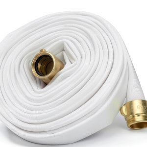 Industrial Fire Hose, 1-1/2" inches x 100ft Hose with NST/NH Brass Couplings, 500 PSI Burst Pressure for Firefighting & Garden Irrigation, White-0