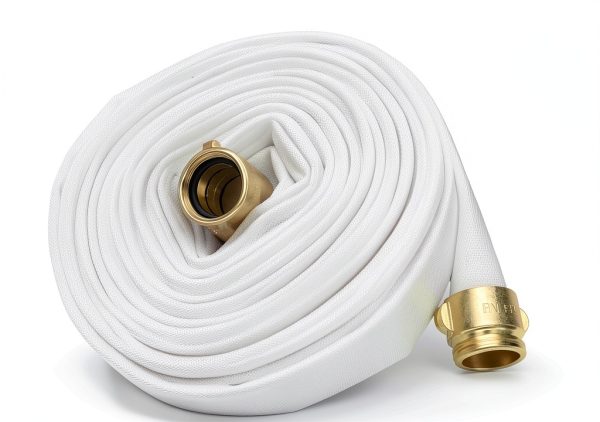 Industrial Fire Hose, 1-1/2" inches x 100ft Hose with NST/NH Brass Couplings, 500 PSI Burst Pressure for Firefighting & Garden Irrigation, White-0