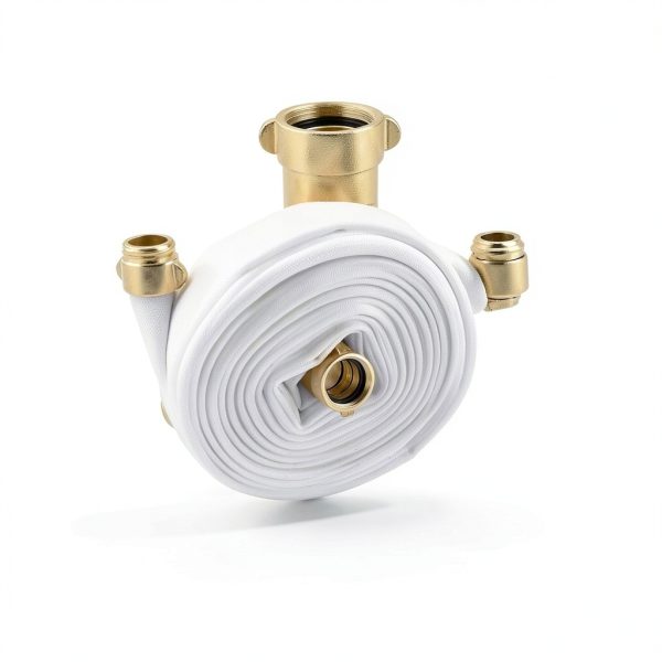 Industrial Fire Hose, 1-1/2" inches x 100ft Hose with NST/NH Brass Couplings, 500 PSI Burst Pressure for Firefighting & Garden Irrigation, White-1
