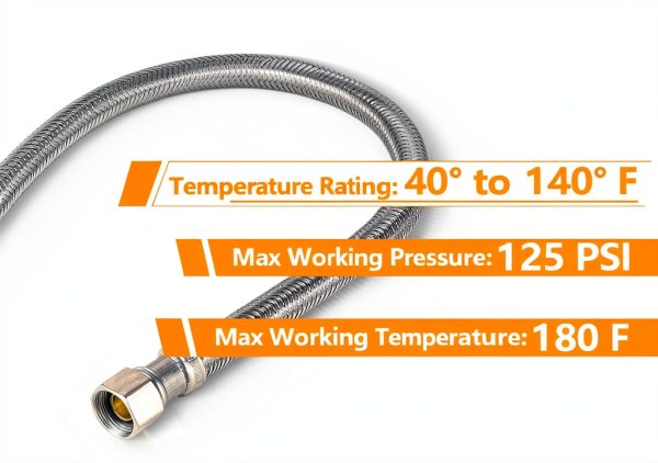10-Pack HeSun 16-Inch Toilet Hose, 3/8" Comp x 7/8" Ballcock, Stainless Steel Toilet Connector Supply Line(HOSE051-10)-4