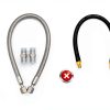 Industrial-Grade Stainless Steel 3/8" Compressor Jumper Hose, 3/8" NPT male,20" Length,750°F，450 PSI,Both Sides Fittings Rotate Freely-3