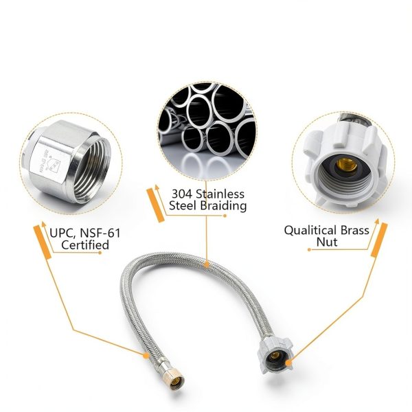 10-Pack HeSun 16-Inch Toilet Hose, 3/8" Comp x 7/8" Ballcock, Stainless Steel Toilet Connector Supply Line(HOSE051-10)-2