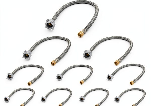 10-Pack HeSun 16-Inch Toilet Hose, 3/8" Comp x 7/8" Ballcock, Stainless Steel Toilet Connector Supply Line(HOSE051-10)-0