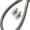 Industrial-Grade Stainless Steel 3/8" Compressor Jumper Hose, 3/8" NPT male,20" Length,750°F，450 PSI,Both Sides Fittings Rotate Freely-0