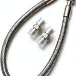 Industrial-Grade Stainless Steel 3/8" Compressor Jumper Hose, 3/8" NPT male,20" Length,750°F，450 PSI,Both Sides Fittings Rotate Freely-0