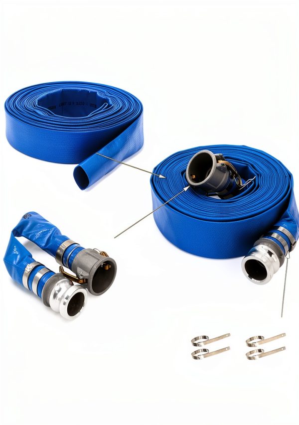 2" ID x 25 ft PVC Lay Flat Discharge Hose with Aluminum Camlock C and-1